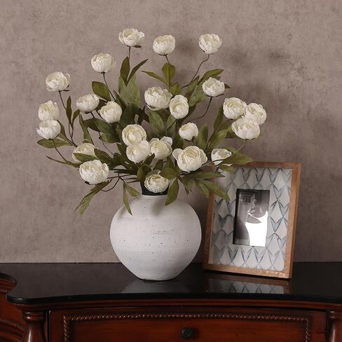 Juxdp 6 PCS Artificial Peony Branches for Vase - 27" Fake Silk Peonies Stems Look Real Faux Flowers for DIY Bouquet, Table Centerpieces, Farmhouse, Home Decor (Cream) in Saudi Arabia