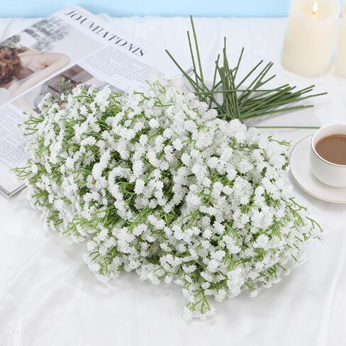 30 Pcs Babys Breath Artificial Flowers, 17.7" Real Touch White Gypsophila Bouquet, Fake Baby Breath Bulk for Wedding Centerpieces, Party, DIY Floral in Saudi Arabia