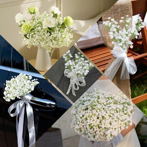 30 Pcs Babys Breath Artificial Flowers, 17.7" Real Touch White Gypsophila Bouquet, Fake Baby Breath Bulk for Wedding Centerpieces, Party, DIY Floral in Saudi Arabia