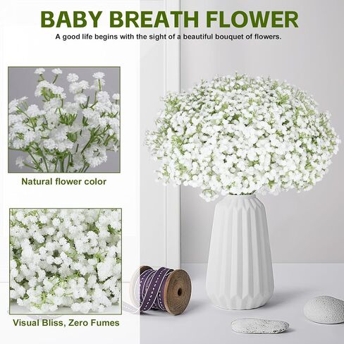 30 Pcs Babys Breath Artificial Flowers, 17.7" Real Touch White Gypsophila Bouquet, Fake Baby Breath Bulk for Wedding Centerpieces, Party, DIY Floral in Saudi Arabia