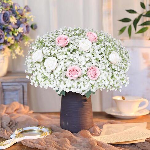30 Pcs Babys Breath Artificial Flowers, 17.7" Real Touch White Gypsophila Bouquet, Fake Baby Breath Bulk for Wedding Centerpieces, Party, DIY Floral in Saudi Arabia