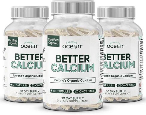 Organics Ocean Better Calcium - Organic Red Algae Calcium with Vitamin D3 and K2 Supplements - Supports Bone Structure, Joint Comfort & Encourages Healthy Aging - Plant-Based, Non-GMO - 1 Pack in Saudi Arabia