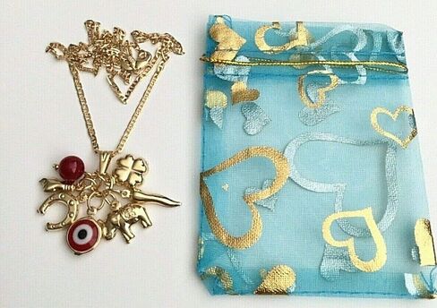 18K Gold Plated Charm Necklace 20" Long/Cadena DE Buena Suerte 20" Largo - NC#5 in Saudi Arabia