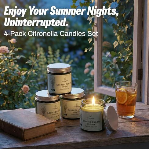 Citronella Candles, 4 Pick Citronella Candles Outdoor, Suitable for Outdoor Barbecue, Picnic or Camping, Garden Afternoon Tea and Family Gatherings, Gifts for Family, Friends in Kuwait