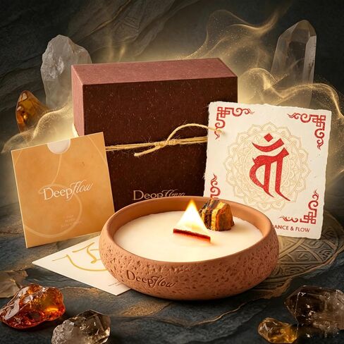 DEEP FLOW Rose Quartz Love Energy Candle - Soft Peach Floral Scent, Luxury Scented Candle with Healing Crystals for Self-Care & Romance (Nurturing Serenity) in Kuwait