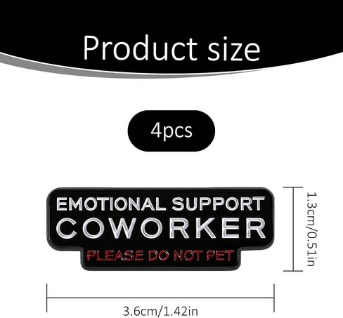 4 Pcs Emotional Support Coworker,Do Not Pet Funny Office Enamel Pin,Gift For Sassy Coworker Team Leader Boss.Lapel Backpack Coat Outfit Jewelry in Saudi Arabia