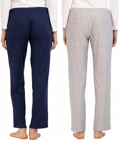 Lucky Brand Women's 2 Pack Straight Leg Lounge Pant with Drawstrings and Pockets (Navy/Grey Star, Small) in Saudi Arabia