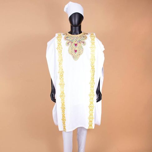 African Men's Clothing Embroidery Agbada Shirts Pants and Hats 4 Piece Set Garments for Wedding Evening in Saudi Arabia