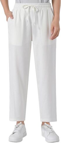 Weintee Women's Petite Linen Ankle Pants 24 Inch Inseam in Kuwait