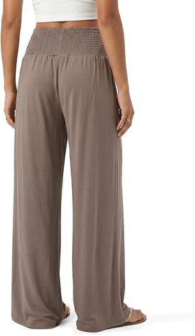 Zylioo Wide Leg Pants for Tall Women Palazzo Pants High Waisted Flowy Vacation Casual Trousers with Pockets Coffee in Kuwait