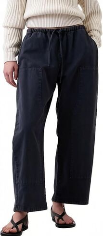 Barrel Pants Womens Double Knee Drawstring Waist Baggy Wide Leg Trousers Cotton Wash Casual Hiking Pants with Pockets in Saudi Arabia