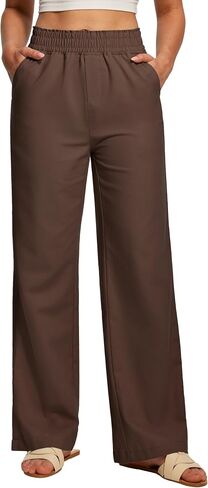 Ewedoos Womens Linen Pants Wide Leg Palazzo Cotton Linen Causal Pants for Women Summer Breathable Beach Vacation Outfits in Kuwait