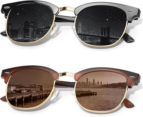Polarized Sunglasses for Men Women Classic Semi-Rimless Frame Mens Sunglasses UV Protection Driving Sun Glasses in Saudi Arabia