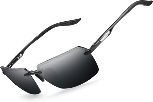 BIRCEN Mens Polarized Sunglasses for Driving: Rimless UV Protection Sun Glasses with Al-Mg Frame for Fishing Traveling Golf in Saudi Arabia