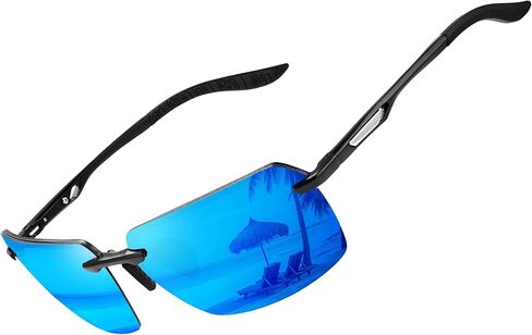 BIRCEN Mens Polarized Sunglasses for Driving: Rimless UV Protection Sun Glasses with Al-Mg Frame for Fishing Traveling Golf in Saudi Arabia