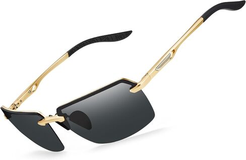BIRCEN Mens Polarized Sunglasses for Driving: Rimless UV Protection Sun Glasses with Al-Mg Frame for Fishing Traveling Golf in Saudi Arabia