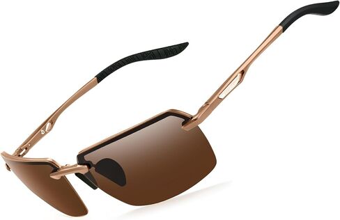 BIRCEN Mens Polarized Sunglasses for Driving: Rimless UV Protection Sun Glasses with Al-Mg Frame for Fishing Traveling Golf in Saudi Arabia