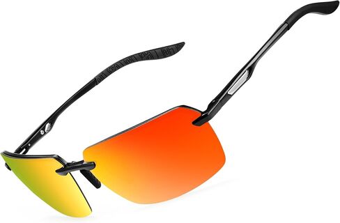 BIRCEN Mens Polarized Sunglasses for Driving: Rimless UV Protection Sun Glasses with Al-Mg Frame for Fishing Traveling Golf in Saudi Arabia