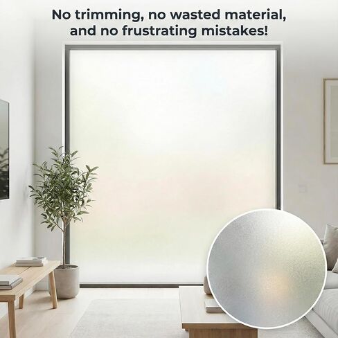 GOLD HOOK Frosted Film for Windows Custom Cut - Static Cling, No Adhesive - Privacy Glass for Bathroom, Sidelight, Home & Door - Day and Night, 96% UV in Kuwait