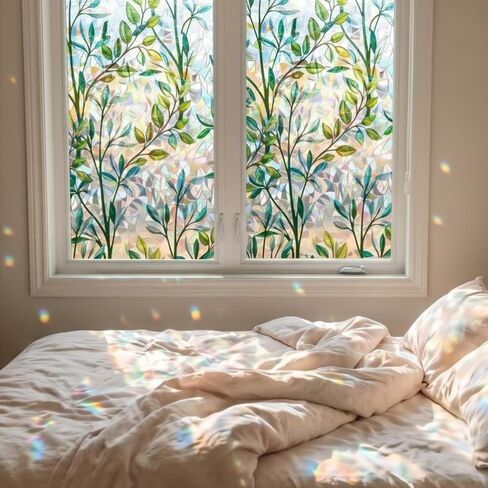Window Privacy Film,Rainbow Window Privacy Film,UV Blocking,Anti-Glare,Day & Night Privacy Protection & Decoration for Home, Bathroom,Glass Door,Static Cling,Renter-Friendly with Installation Tools in Kuwait