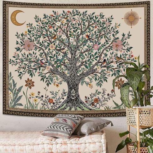 Spenlife Tree of Life Tapestry, Whimsical Floral Tapestries for Bedroom, Cottagecore Wall Decor, Nature Tapestries (80" x 60") in Saudi Arabia