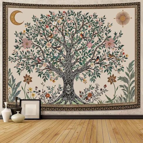 Spenlife Tree of Life Tapestry, Whimsical Floral Tapestries for Bedroom, Cottagecore Wall Decor, Nature Tapestries (80" x 60") in Saudi Arabia