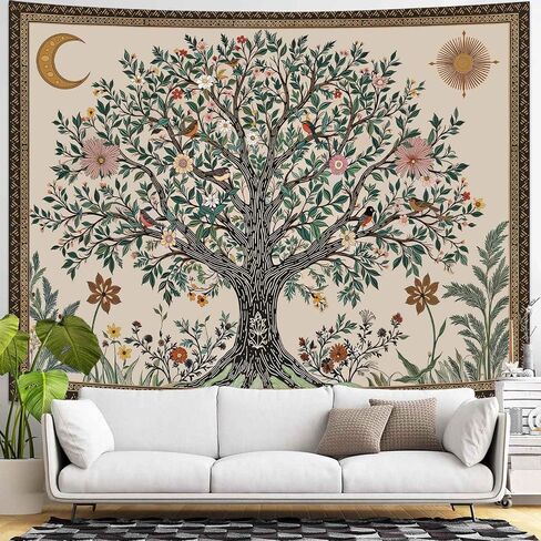 Spenlife Tree of Life Tapestry, Whimsical Floral Tapestries for Bedroom, Cottagecore Wall Decor, Nature Tapestries (80" x 60") in Saudi Arabia