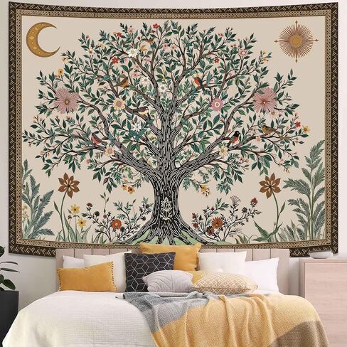 Spenlife Tree of Life Tapestry, Whimsical Floral Tapestries for Bedroom, Cottagecore Wall Decor, Nature Tapestries (80" x 60") in Saudi Arabia