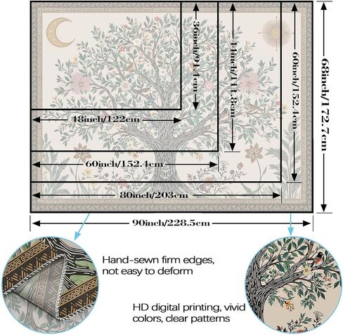 Spenlife Tree of Life Tapestry, Whimsical Floral Tapestries for Bedroom, Cottagecore Wall Decor, Nature Tapestries (80" x 60") in Saudi Arabia