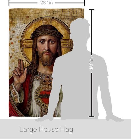 Feast of Sacred Heart of Jesus Canvas Tapestry Wall Hanging Decor Home Porch Balcony Lawn Religious Room Tapestry Faith Fathers Day Cemetery Decorations for Grave Yard Catholic Gifts in Saudi Arabia