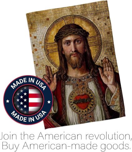 Feast of Sacred Heart of Jesus Canvas Tapestry Wall Hanging Decor Home Porch Balcony Lawn Religious Room Tapestry Faith Fathers Day Cemetery Decorations for Grave Yard Catholic Gifts in Saudi Arabia