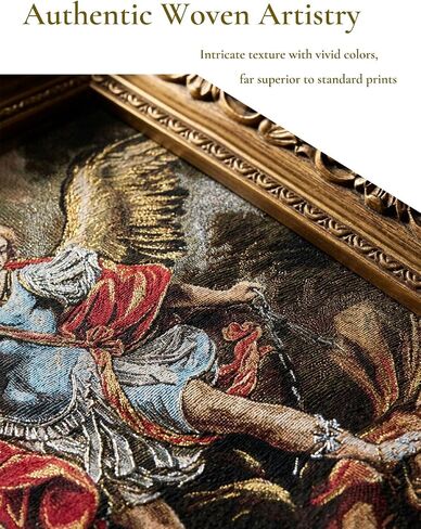 St. Michael the Archangel Christian Wall Art Gift, Woven Fabric Framed Painting Catholic Religious Decor for Entryway Livingroom Home Altar (St. Michael the Archangel, 11''L x 9''W) in Kuwait