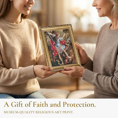 St. Michael the Archangel Christian Wall Art Gift, Woven Fabric Framed Painting Catholic Religious Decor for Entryway Livingroom Home Altar (St. Michael the Archangel, 11''L x 9''W) in Kuwait