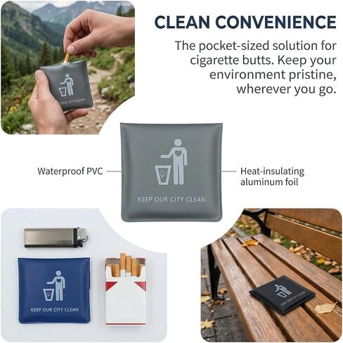 4Pcs Pocket Ashtray Pouch Portable Outdoor Travel Ashtray in Kuwait