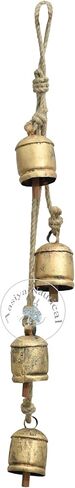 Set of 4 Vintage Brass Harmony Bells | Handmade Rustic Hanging Bells for Home, Garden & Christmas Decor | Large Decorative Wind Chime Wall Hanging in Saudi Arabia