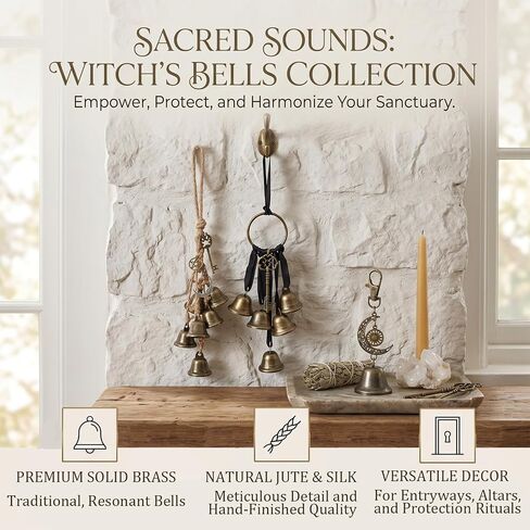 3 Pieces Witch Bells for Door Knob, Witch Wind Chimes Vintage Hanging Witches Bells for Home Protection Room Decor in Saudi Arabia