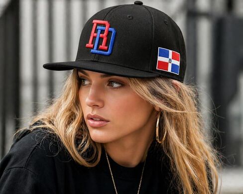 Dominican Republic Flag Baseball Cap for Men and Women, Black Snapback Hat with RD Embroidery, Adjustable Flat Brim Streetwear Hat, National Pride Gift in Saudi Arabia