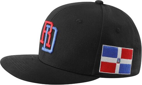 Dominican Republic Flag Baseball Cap for Men and Women, Black Snapback Hat with RD Embroidery, Adjustable Flat Brim Streetwear Hat, National Pride Gift in Saudi Arabia