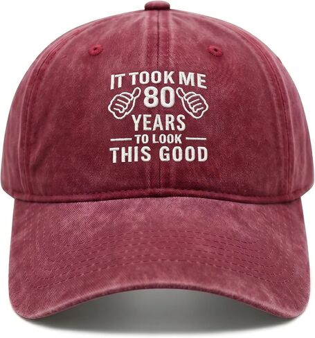80th Birthday Decorations for Women Men, 80 Year Old Birthday Party Hats, Adjustable Embroidered Cotton Vintage Baseball Cap in Saudi Arabia