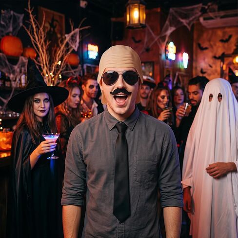 choyaxo Halloween Costume Accessories Bald Caps with Glasses and Mustache Bald Head Wig Cap in Kuwait