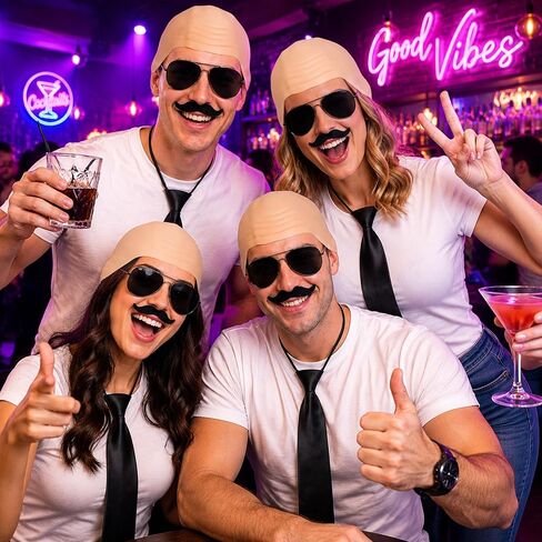 choyaxo Halloween Costume Accessories Bald Caps with Glasses and Mustache Bald Head Wig Cap in Kuwait