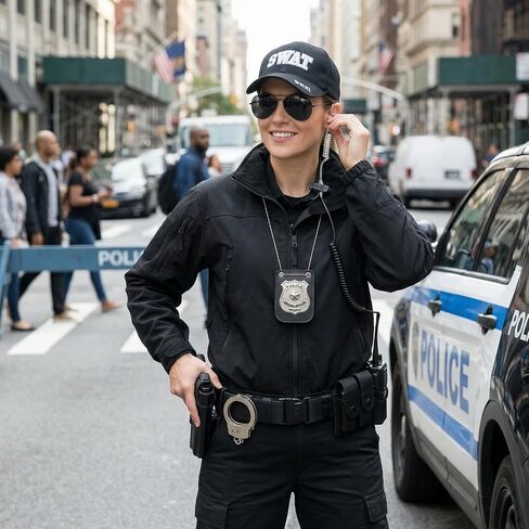 4 PCS Police Costume Accessories Cop Hat with Badge Sunglasses Handcuffs, Swat Gear for Adults Men Women Halloween Cosplay in Saudi Arabia