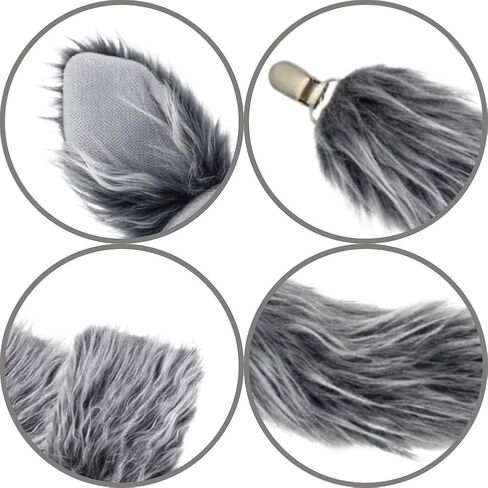 Grey Wolf Ears Headband and Tail with Gloves, Wolf Costume Men Women Adult, Wolf Ears and Tail Set, Dog Ears and Tail for Halloween Cosplay Party in Saudi Arabia