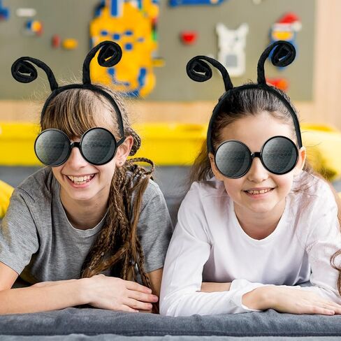 Yopyame 4PCS Fly Costume Bug Accessories Set Black Velvet Bug Antenna Headband with Glasses Insects Hairband Glasses Firefly Dragonfly Costume Accessories Bug Headband for Cosplay Party in Saudi Arabia