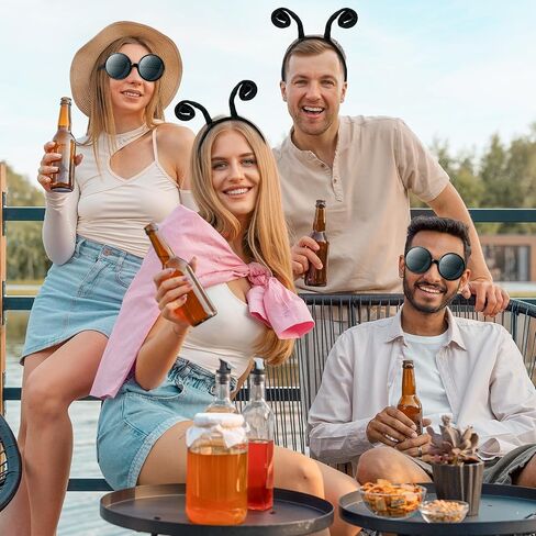 Yopyame 4PCS Fly Costume Bug Accessories Set Black Velvet Bug Antenna Headband with Glasses Insects Hairband Glasses Firefly Dragonfly Costume Accessories Bug Headband for Cosplay Party in Saudi Arabia