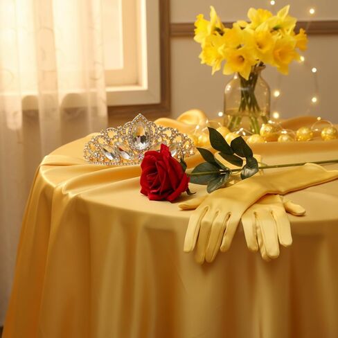 Preboun Princess Costume Accessories for Women, Gold Crown Yellow Long Gloves Rose Flower Kit for Halloween Cosplay Birthday in Kuwait