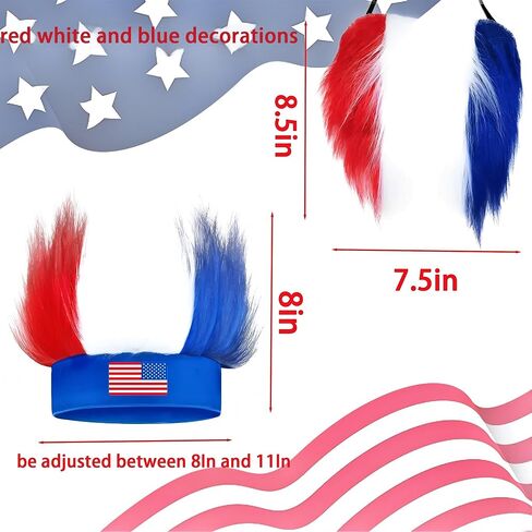 World Cup 2026 Crazy Hat & Beard & Temporary Tattoos(5pcs) for Fan Makeup,Team USA Red white and Blue Accessories for Independence Day in the United States, Sports Events, Parties,Role-Playing in Kuwait