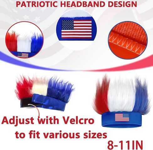 World Cup 2026 Crazy Hat & Beard & Temporary Tattoos(5pcs) for Fan Makeup,Team USA Red white and Blue Accessories for Independence Day in the United States, Sports Events, Parties,Role-Playing in Kuwait