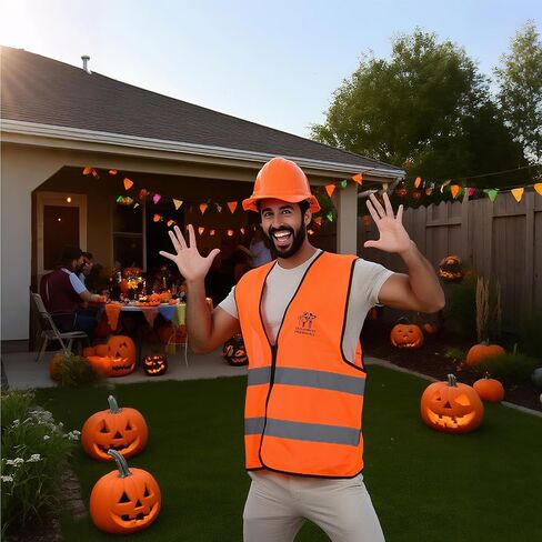 Adult Traffic Cone Costume with Hat Construction Outfit Accessory Halloween Mardi Gras Cosplay Party Men Women Dress Up Prop in Saudi Arabia
