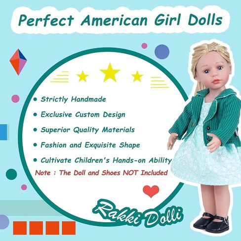 Doll Clothes Accessories 3 Pcs Set, Green Knitted Jacket Coat & Skirt Dress & White Underwear, Fashionable Dress Set for 18" Girl Dolls (Doll & Shoes Not Included) in Kuwait